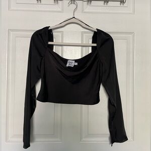 Princess Polly Black Long Sleeve Crop Top
